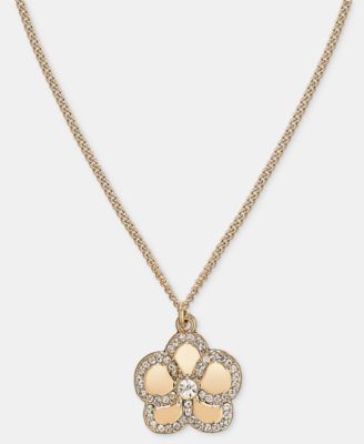 Gold-Tone Pav&eacute; Orchid Pendant Necklace