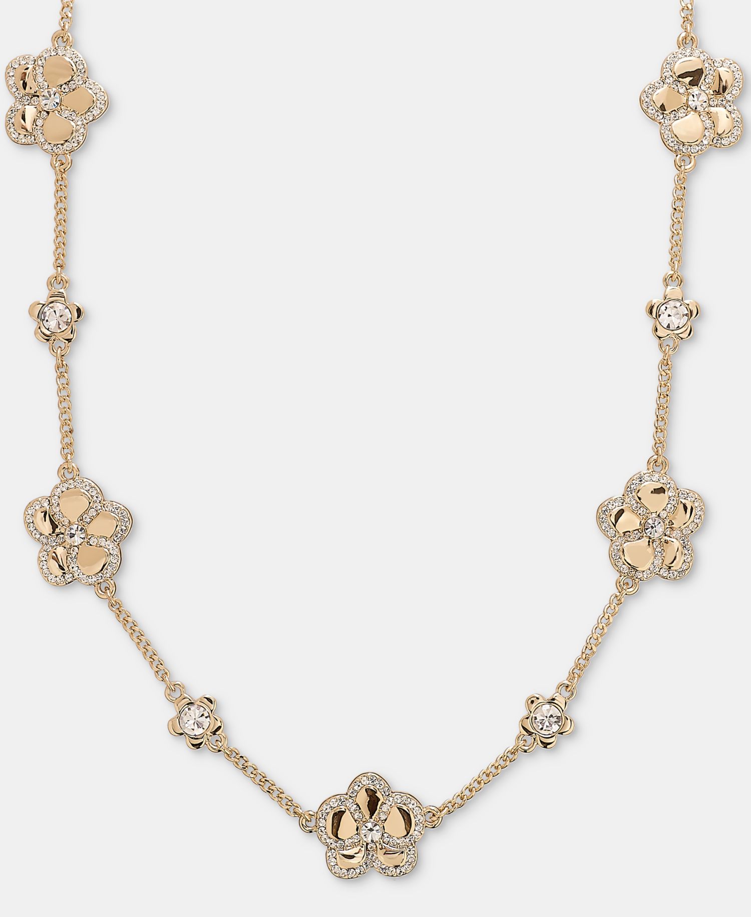 Gold-Tone Pav&eacute; Orchid Collar Necklace