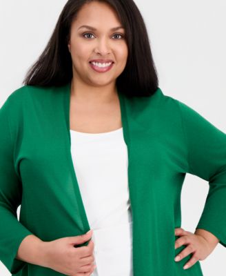 Plus Size Open-Front A-Line Cardigan