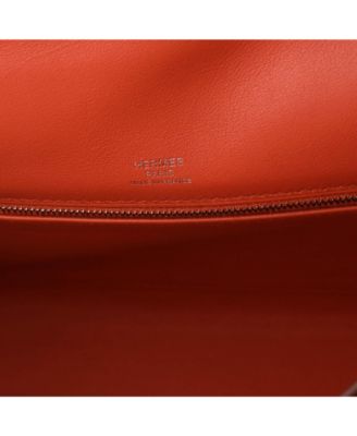 Kelly 28 Handbag Toile and Brown Swift with Palladium Hardware