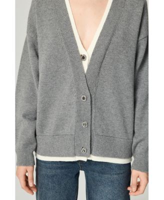 Women's Crystal-Button V-Neck Cardigan