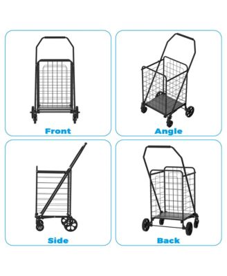Foldable Heavy Duty Shopping Cart - Grocery Cart on Wheels with Waterproof Oxford Bag for Laundry, Garden, Camping