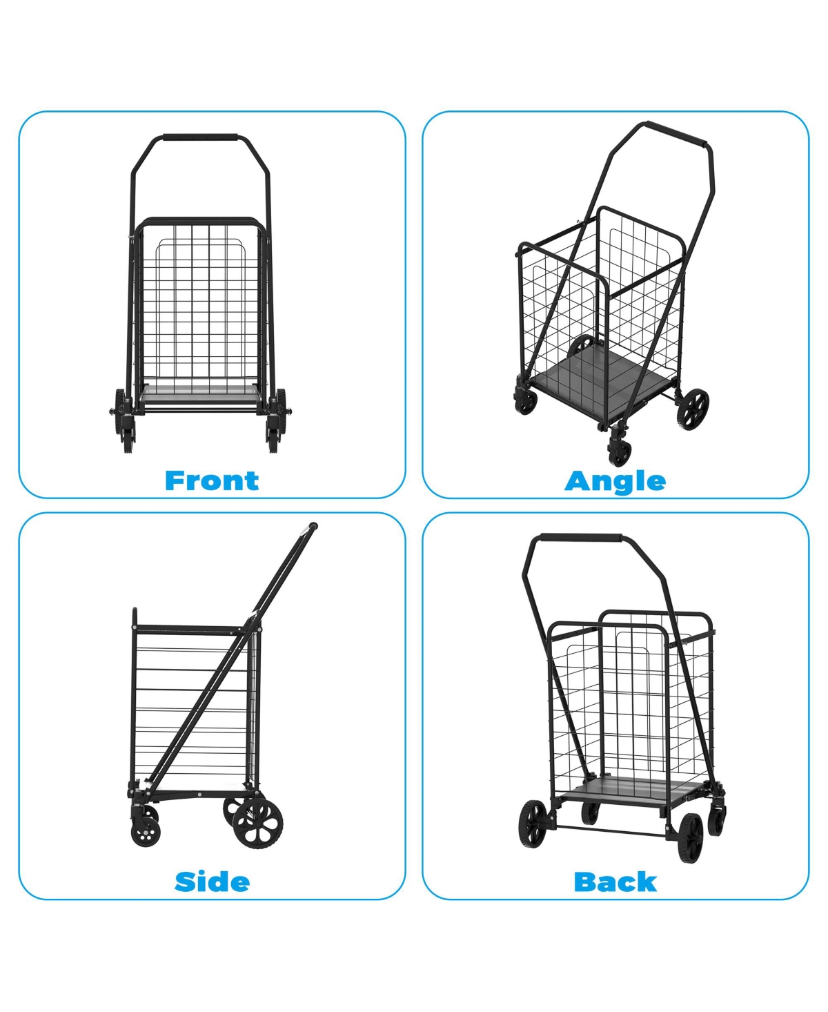 Rainsken Foldable Heavy Duty Shopping Cart