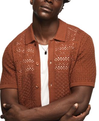 Men's Crotchet Button-Down Sweater