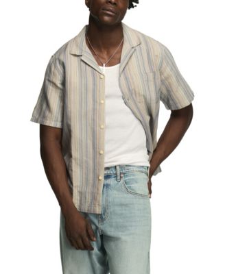 Men's Short-Sleeve Linen Camp-Collar Shirt