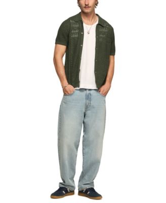 Men's Crotchet Button-Down Sweater