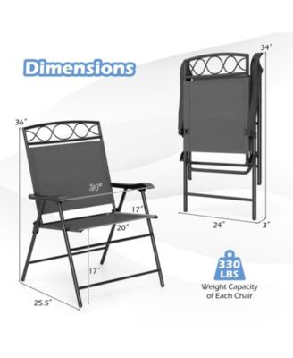 4 Pack Patio Folding Chairs w/ Backrests & Armrests Metal Frame Outdoor