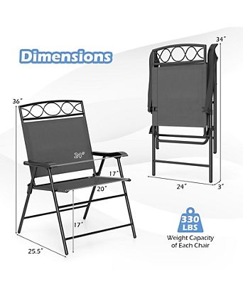 4 Pack Patio Folding Chairs w/ Backrests & Armrests Metal Frame Outdoor
