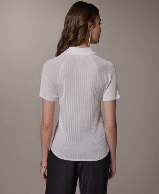 Women's Short-Sleeve Polo Sweater