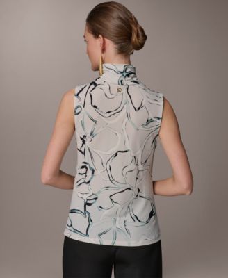 Women's Mock Neck Button Shoulder Top