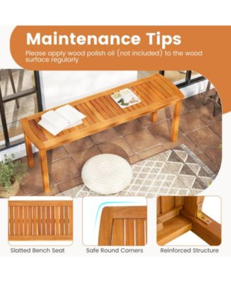 Acacia Wood Outdoor Garden Bench with Slatted Seat