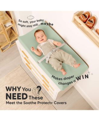 2-Pack Soothe Waterproof Changing Pad Covers for Boy, Girl, 32x16 Soft Cotton Baby Changing Table Pad Cover