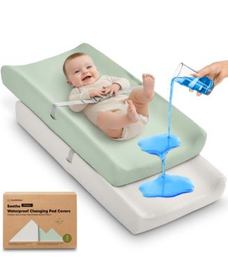2-Pack Soothe Waterproof Changing Pad Covers for Boy, Girl, 32x16 Soft Cotton Baby Changing Table Pad Cover