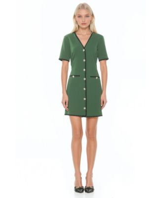 Women's Jaiya V-Neck Scuba Crepe Button-Down Dress