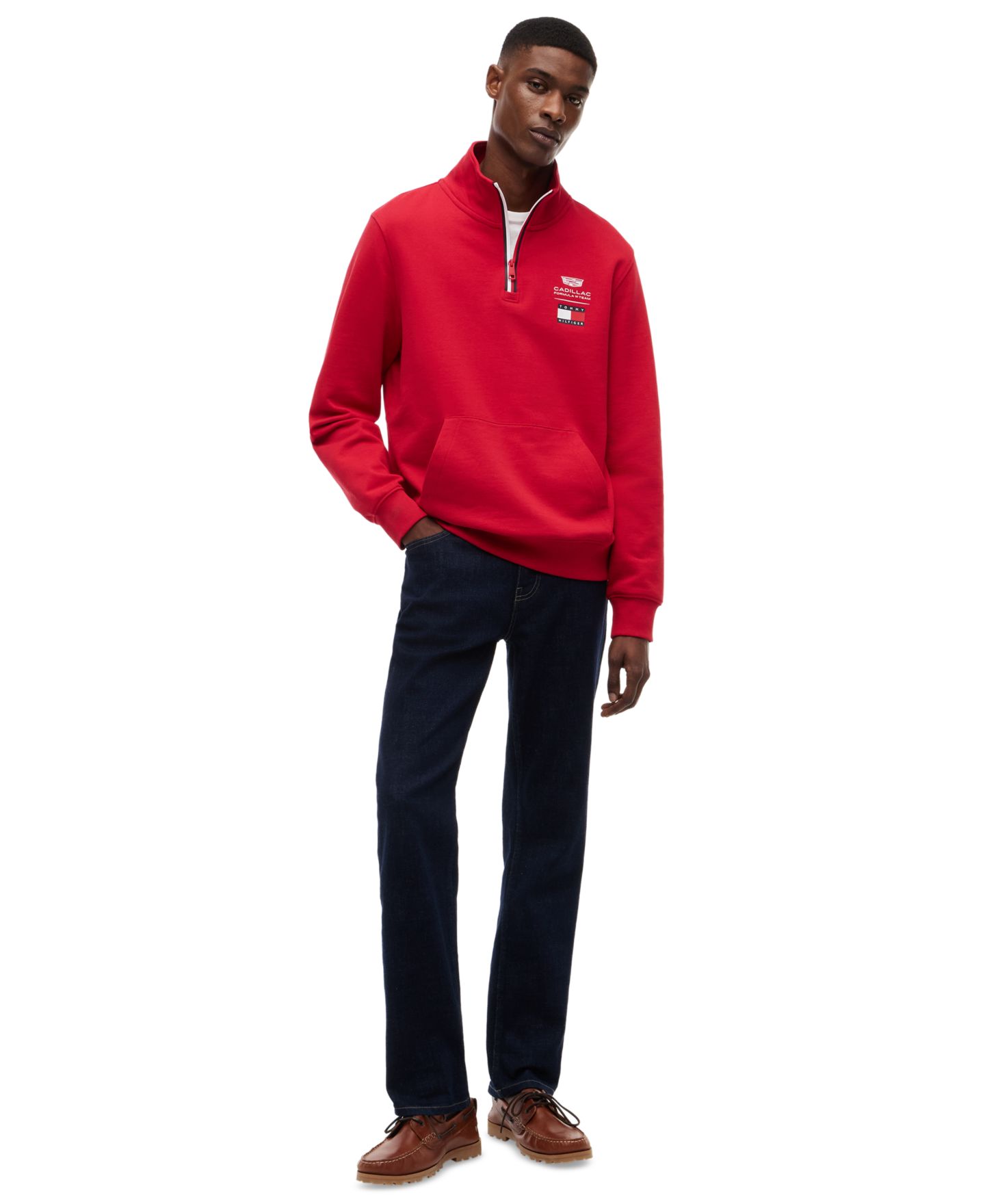 Мужской свитшот Tommy Hilfiger x Cadillac F1® Logo Quarter-Zip, цвет: Красный — фото 2
