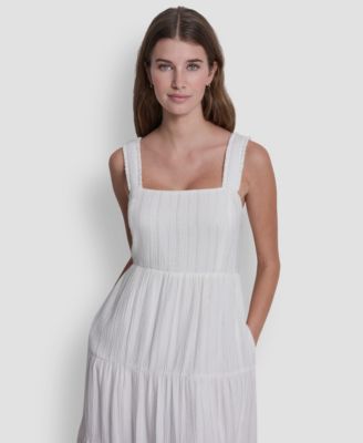 Women's Tiered Tank Square Neck Maxi Dress