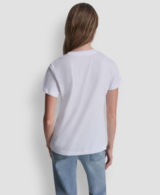 Women's Rhinestone Graffiti Logo Crew Neck T-Shirt