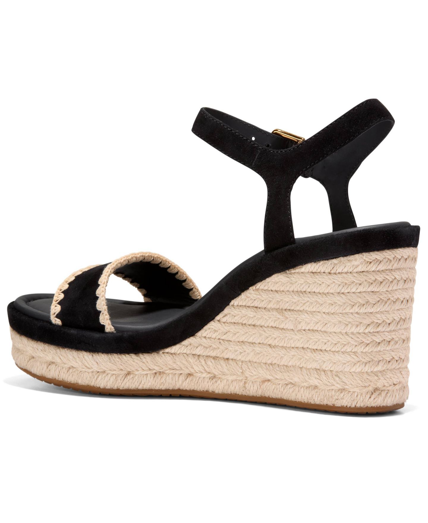 Женские сандалии Cole Haan Cloudfeel Asbury Espadrille Wedge, цвет: Чёрный / Натуральный — фото 3