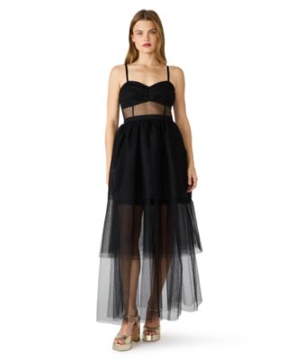 Juniors' Emily Tulle Sweetheart Neck Maxi Dress