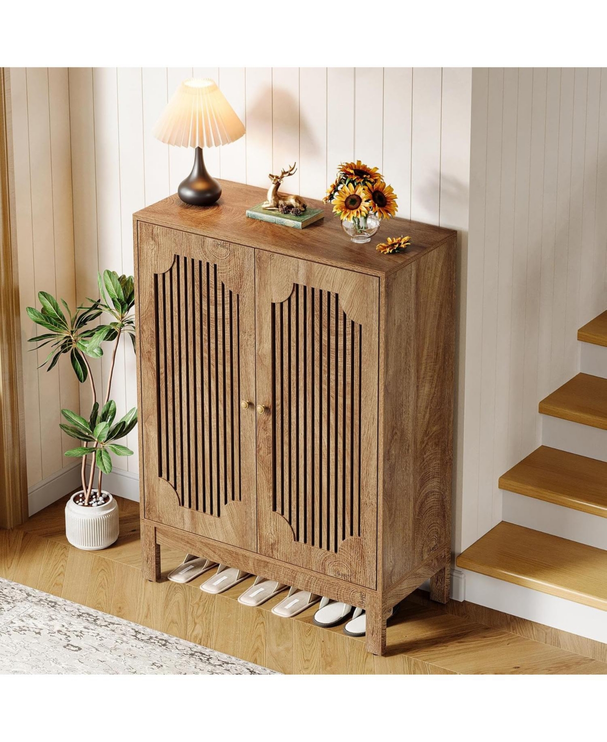 Tribesigns Shoe Cabinet with Doors, 5-Tier Shoe Storage Cabinet with Adjustable Shelves