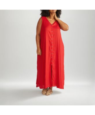 Women's Islet Button-Down Linen Maxi Dress