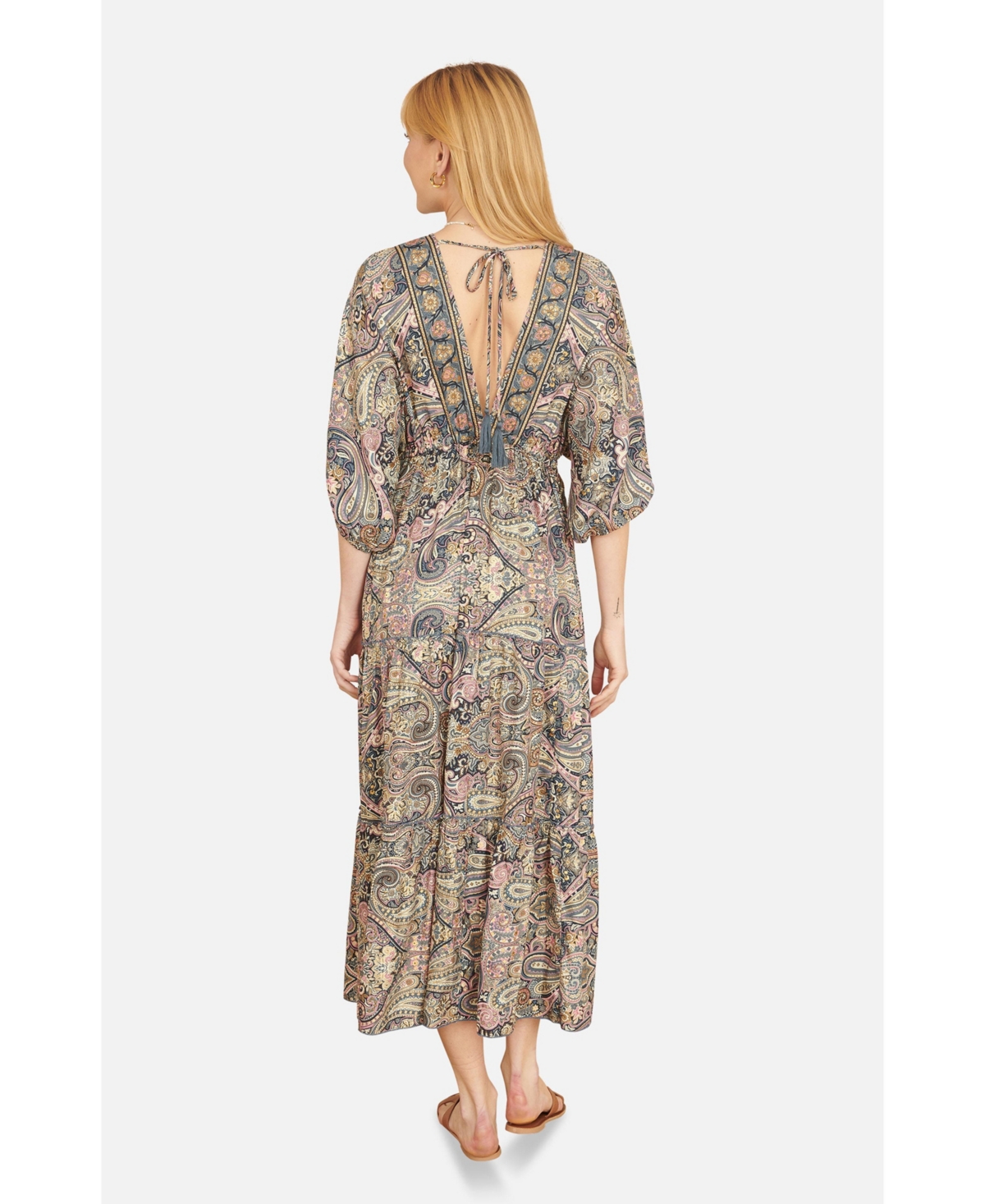 Yumi Women's Paisley Print Midi Kimono Dress