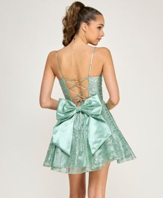 Juniors' Glitter Fit & Flare Dress