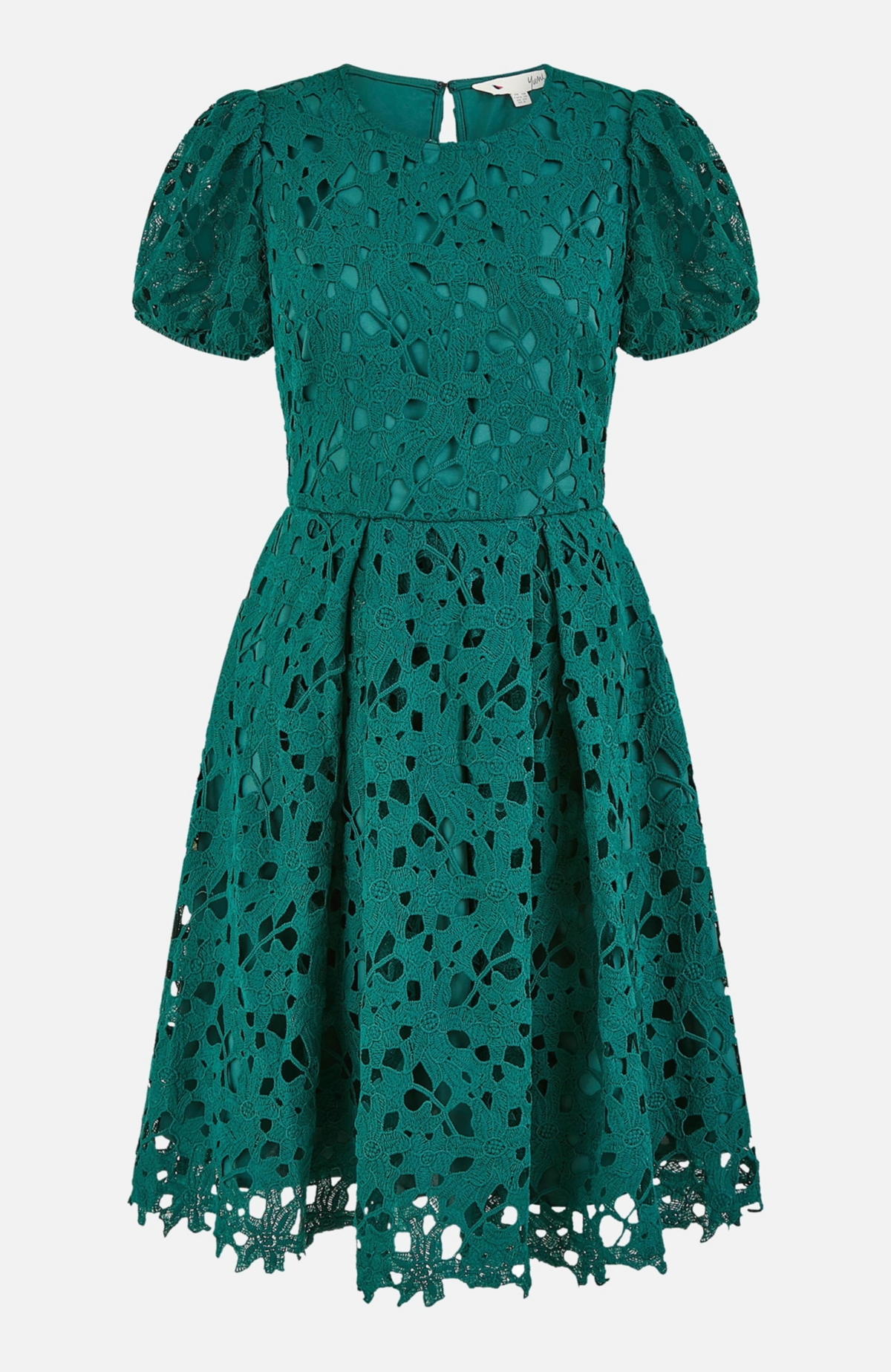 Yumi Women's Lace Puff Sleeve Fit Flare Mini Dress