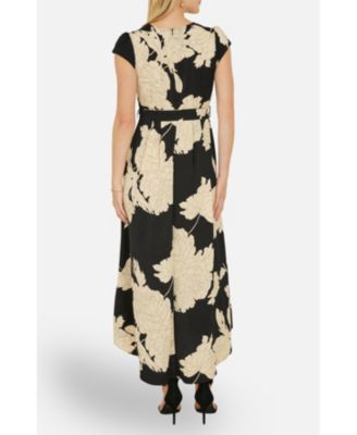 Women's Blossom Print Dipped Hem Wrap Midi Dress