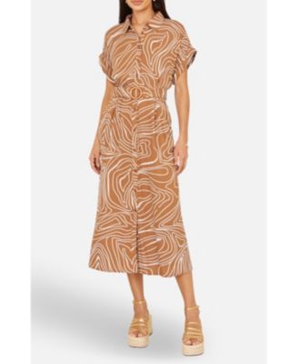 Women's Abstract Swirl Print Relaxed Midi Dress