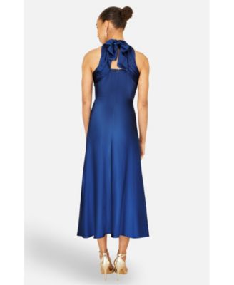 Women's Satin Halter Neck Midi Dress