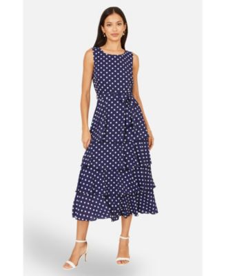 Women's Spot Tiered Midi Dress