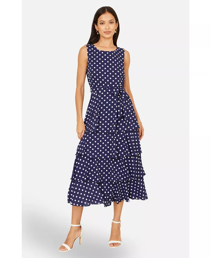 Women's Spot Tiered Midi Dress - thumbnail 6