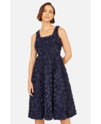 Women's Applique Floral Skater Dress