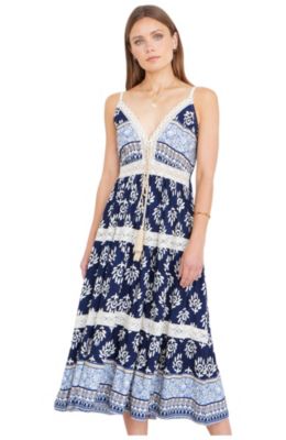 Women's Paisley Print Midi Sun Dress