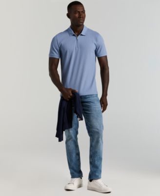 Men's Slim-Fit Ribbed-Knit Quarter-Zip Polo Shirt 