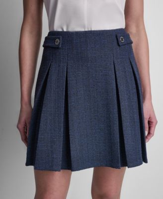 Women's Waffle Boucle Tweed Pleated Short Skirt