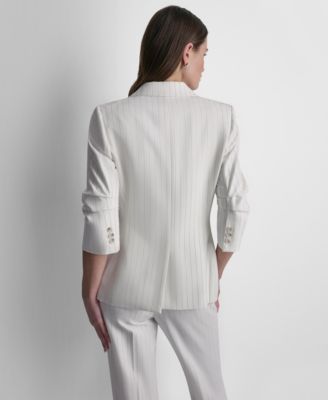 Women's Pinstripe One-Button Notch Collar Jacket