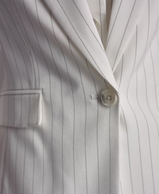 Women's Pinstripe One-Button Notch Collar Jacket