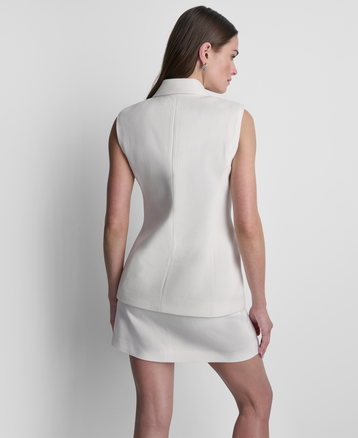 Dkny Women's Sleeveless Basketweave Button-Front Vest