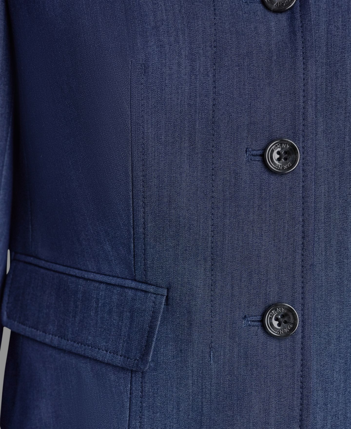 Женский пиджак DKNY Denim Cropped Button-Front Blazer, цвет: Тёмный тёмно-синий — фото 4