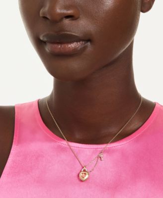 Gold-Tone Plated Heart Lock and Key Idyllia Pendant Necklaces