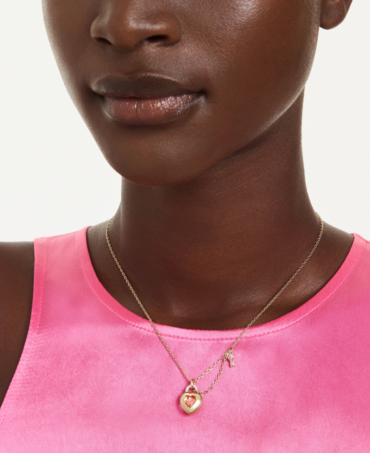 Swarovski Gold-Tone Plated Heart Lock and Key Idyllia Pendant Necklaces