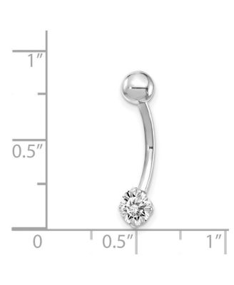 Solid 10k Yellow or White Gold 14g 5mm Round Cubic Zirconia Belly Ring Dangle