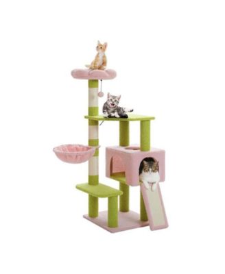 47.2" Cat Tree with Sisal-Covered Scratching Posts, Multi-Level Climbing Tower for Indoor Cats