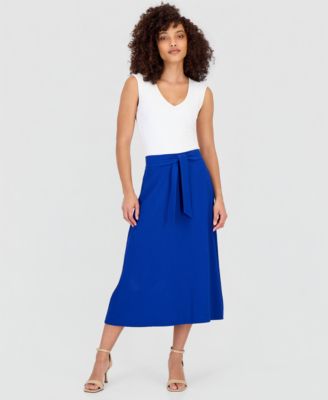 Petite Pull-On Tie-Waist Midi Skirt