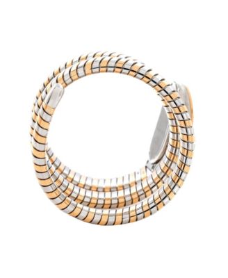 Serpenti Tubogas Double Spiral Quartz Watch in Stainless Steel and Rose Gold with Diamond Bezel 23mm