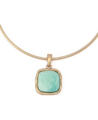 Turquoise Stone Pendant Wire Necklace