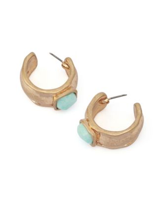 Turquoise Stone Huggie Earrings
