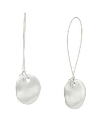 Rhodium Disc Dangle Earrings
